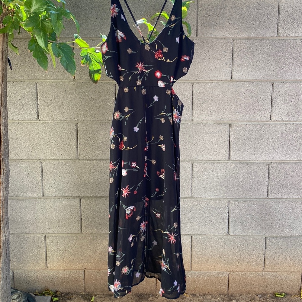 Black Midi Floral Dress